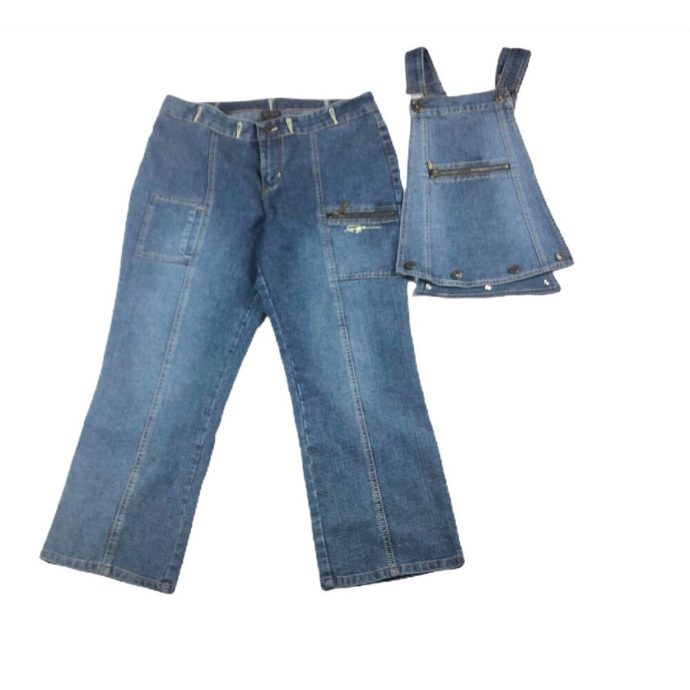 Vintage Womens FUBU 2 Piece Detachable Bib Denim Overalls Pants 11/12